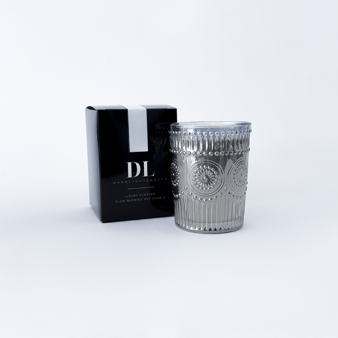 chrome embossed soy candle