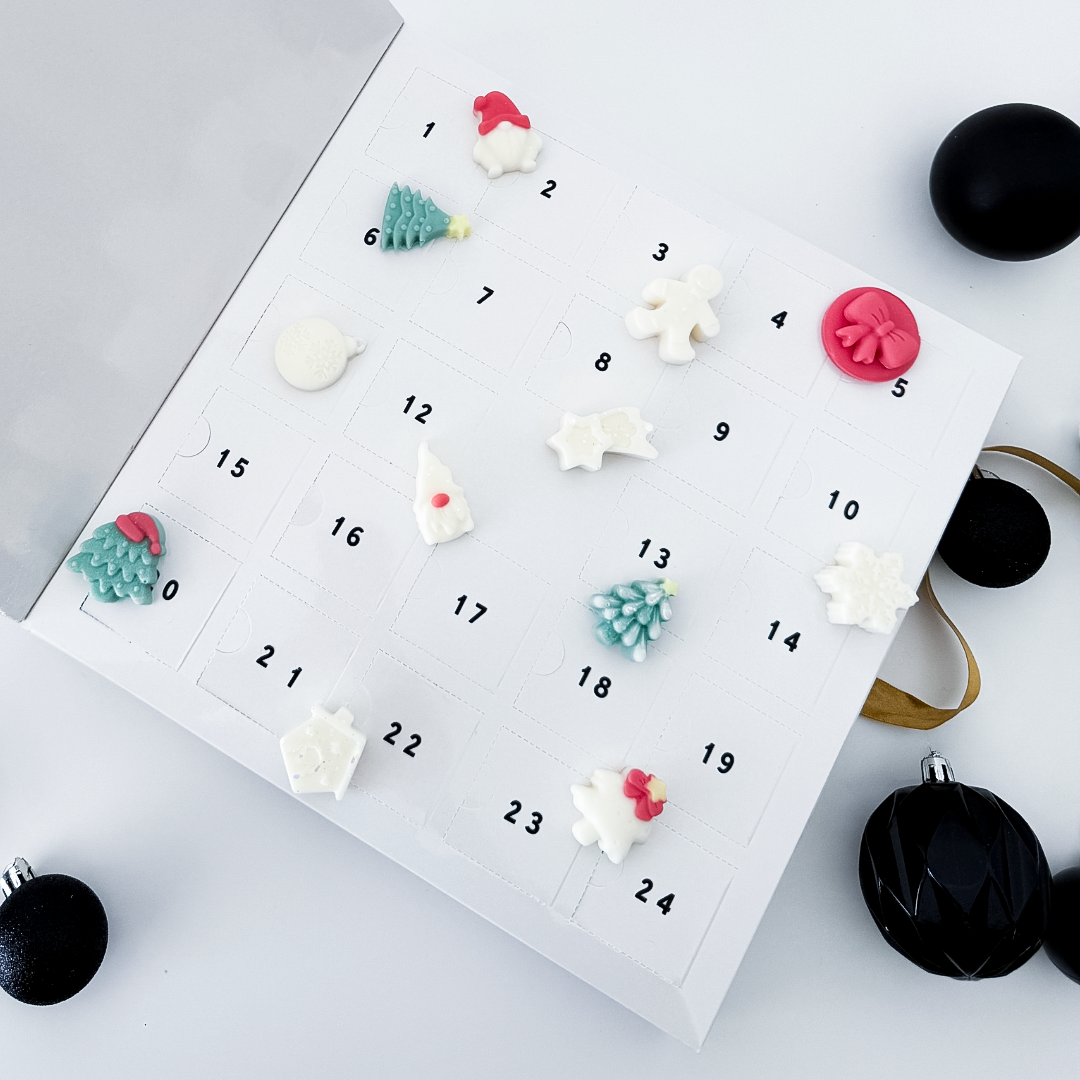 Advent calendar with small Christmas-themed wax melts. Cape Town South Africa 