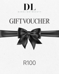 Gift voucher with a black bow and 'Darklight Beauty' branding on a white background