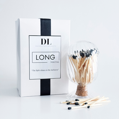 Long Wooden Matches - Ribbed Glass Cloche
